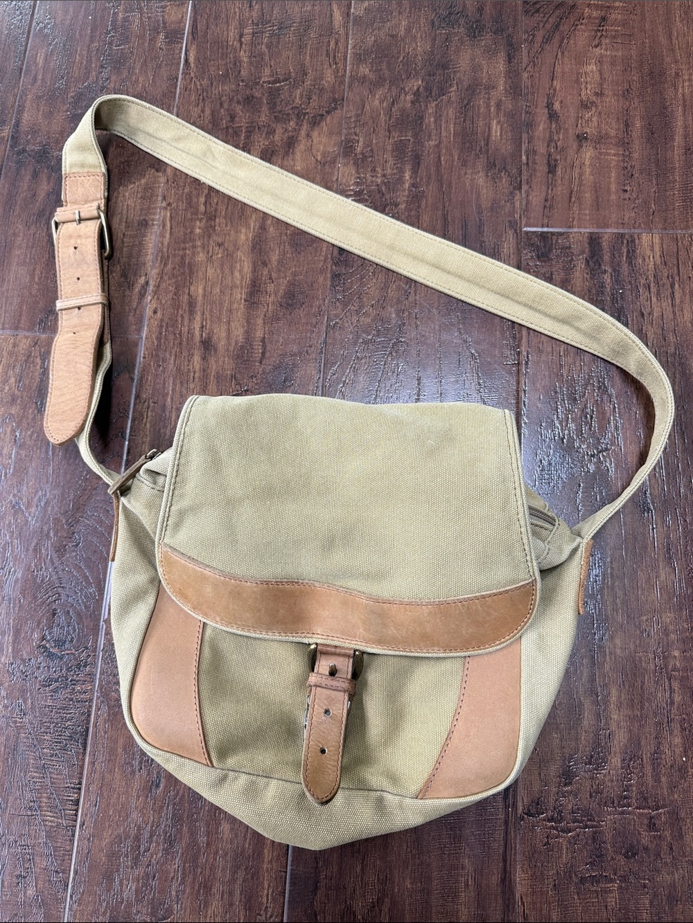 LL Bean Heavy Duty Canvas and Leather Crossbody Bag